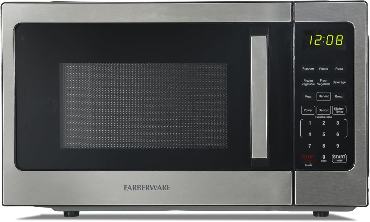 0.9 Cu. Ft. Countertop Microwave Oven – 900 Watts Power, Auto Cook Settings, Defrost, Easy Clean and Child Safety