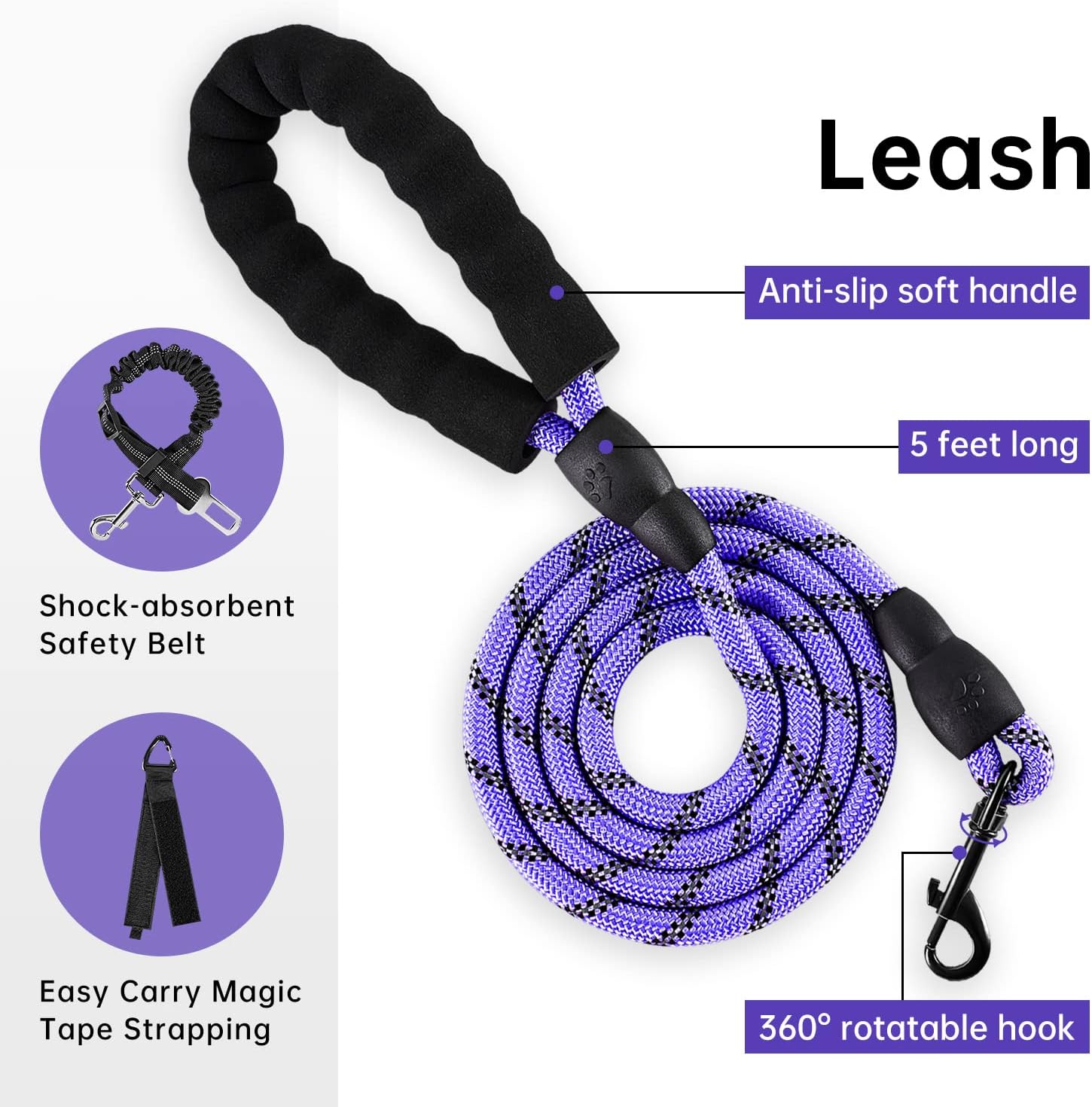 No Pull Dog Harness for Medium Dogs, Dog Vest Harness with Leash, Safety Belt and Storage Strap, Fully Adjustable