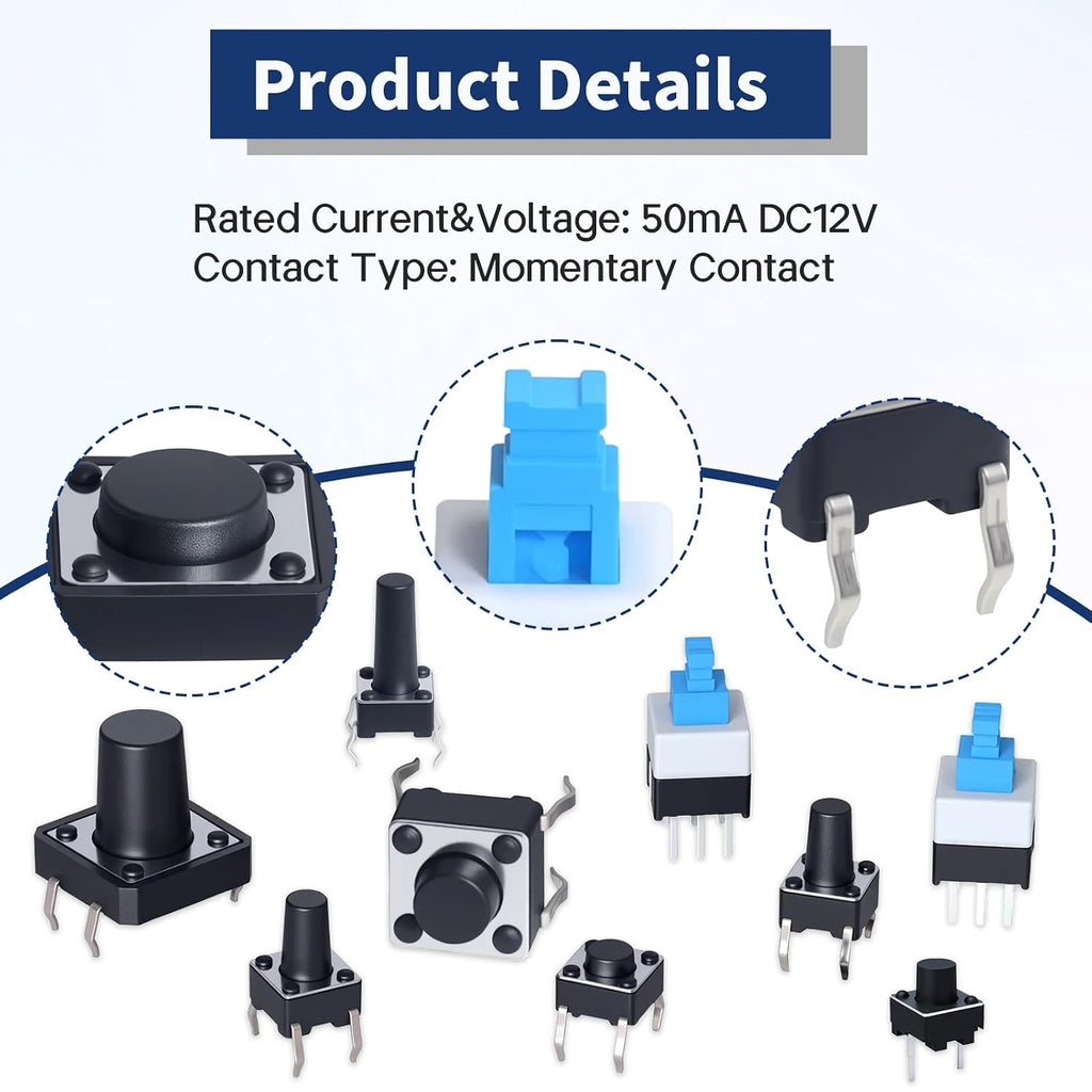 24Values Tactile Push Button Switch Kit Micro Tact Switches Set