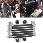Engine Oil Cooler Kit, Aluminum 6 Row Universal Motorcycle Cooling Radiator