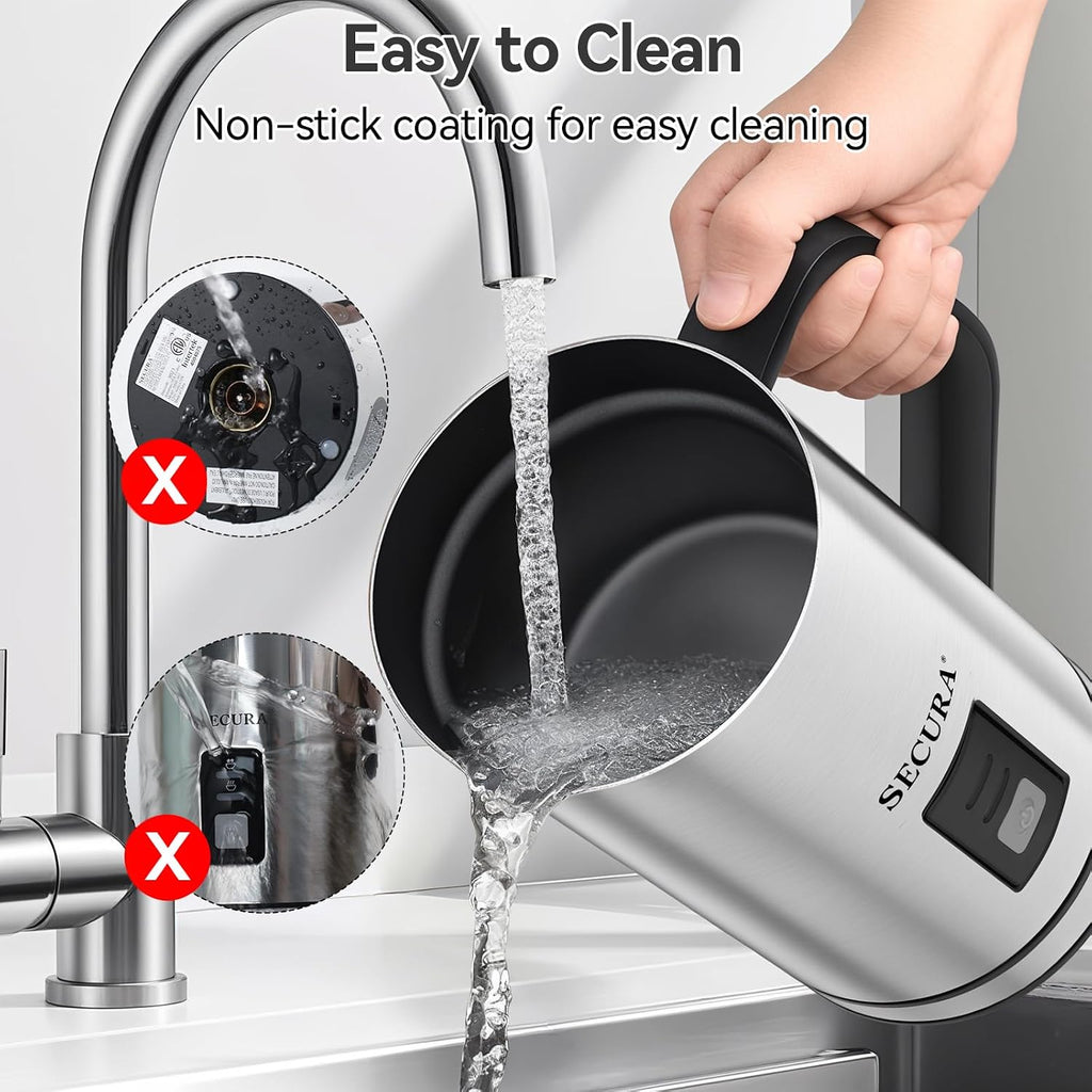 Milk Frother, Electric Milk Steamer Stainless Steel, 8.4oz/250ml Automatic Hot and Cold Foam Maker and Milk Warmer
