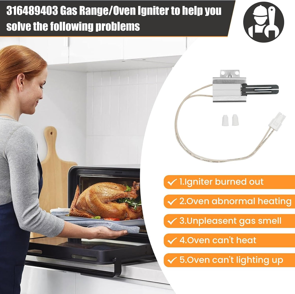 316489403 Gas Oven Igniter Compatible with Part of Crosley Electrolux