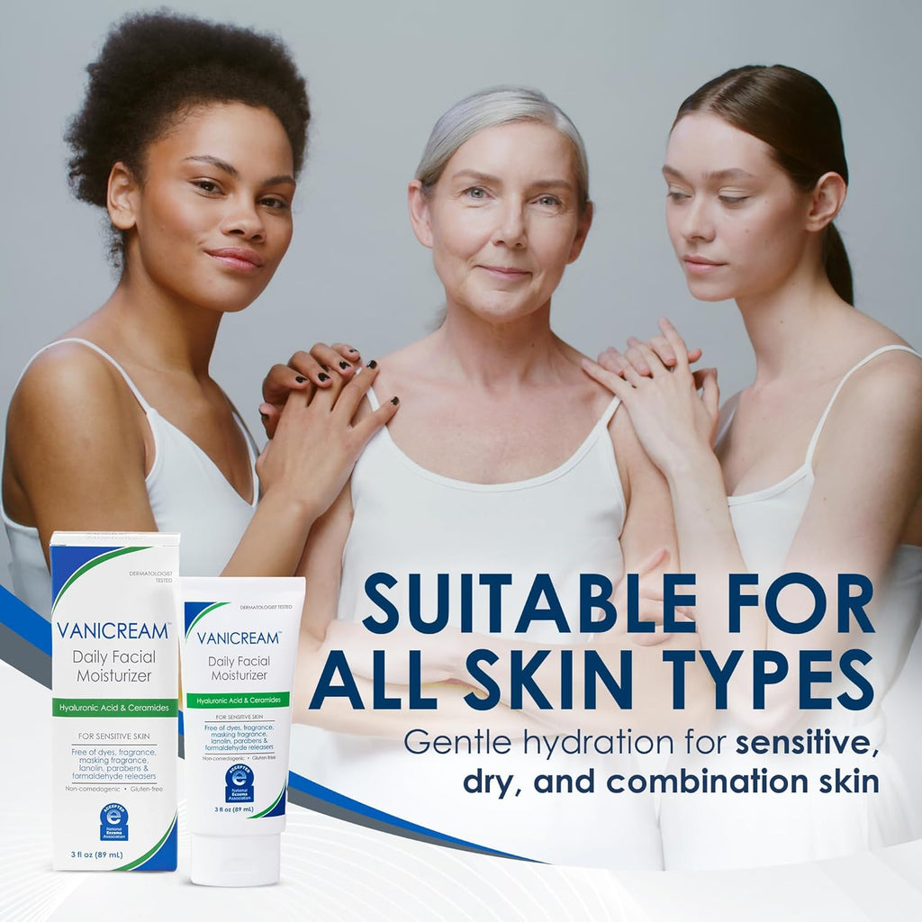 Daily Facial Moisturizer, Face Cream with 5 Key Cermides & Hyaluronic Acid, 3 Fl Oz, Formulated Without Common