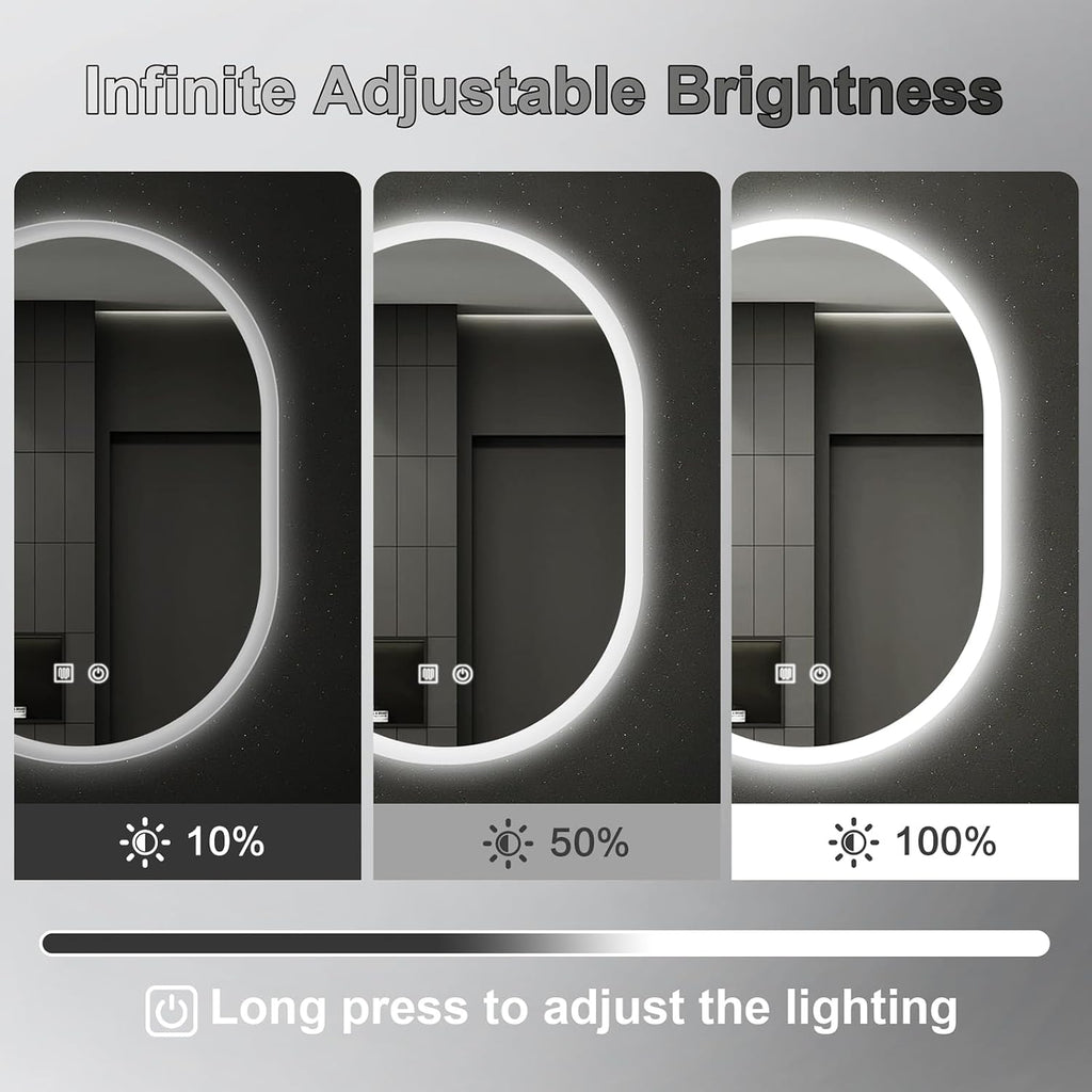 16x24 LED Bathroom Mirror with Lights Oval, Lighted Bathroom Vanity Mirror for Wall, Front Lit and Backlight