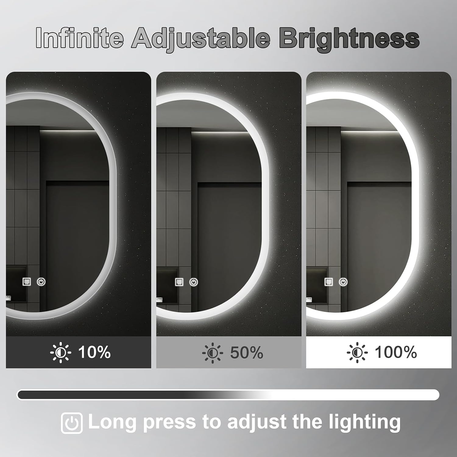 16x24 LED Bathroom Mirror with Lights Oval, Lighted Bathroom Vanity Mirror for Wall, Front Lit and Backlight