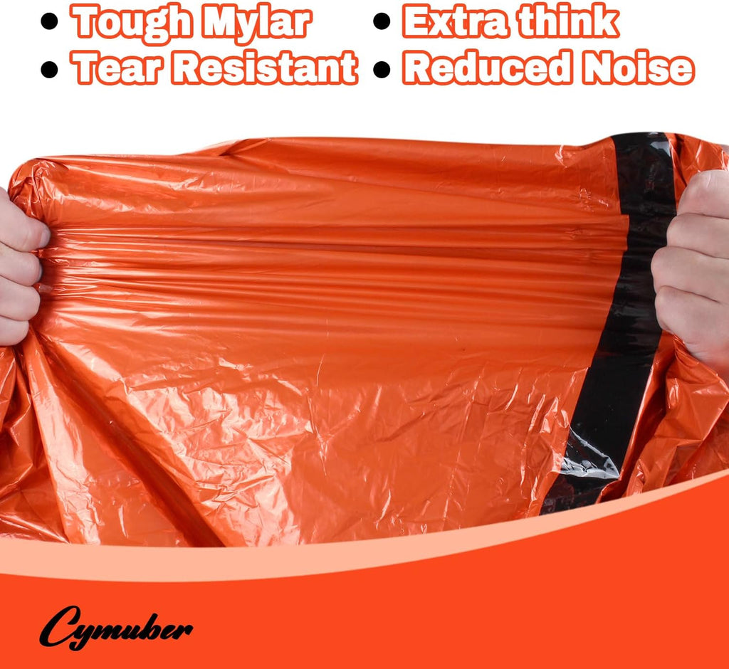 Emergency Sleeping Bag Survival Bag, Cymuber Portable Waterproof Thermal Bivy Sacks Tac Bivvy Bags,Camping Mylar