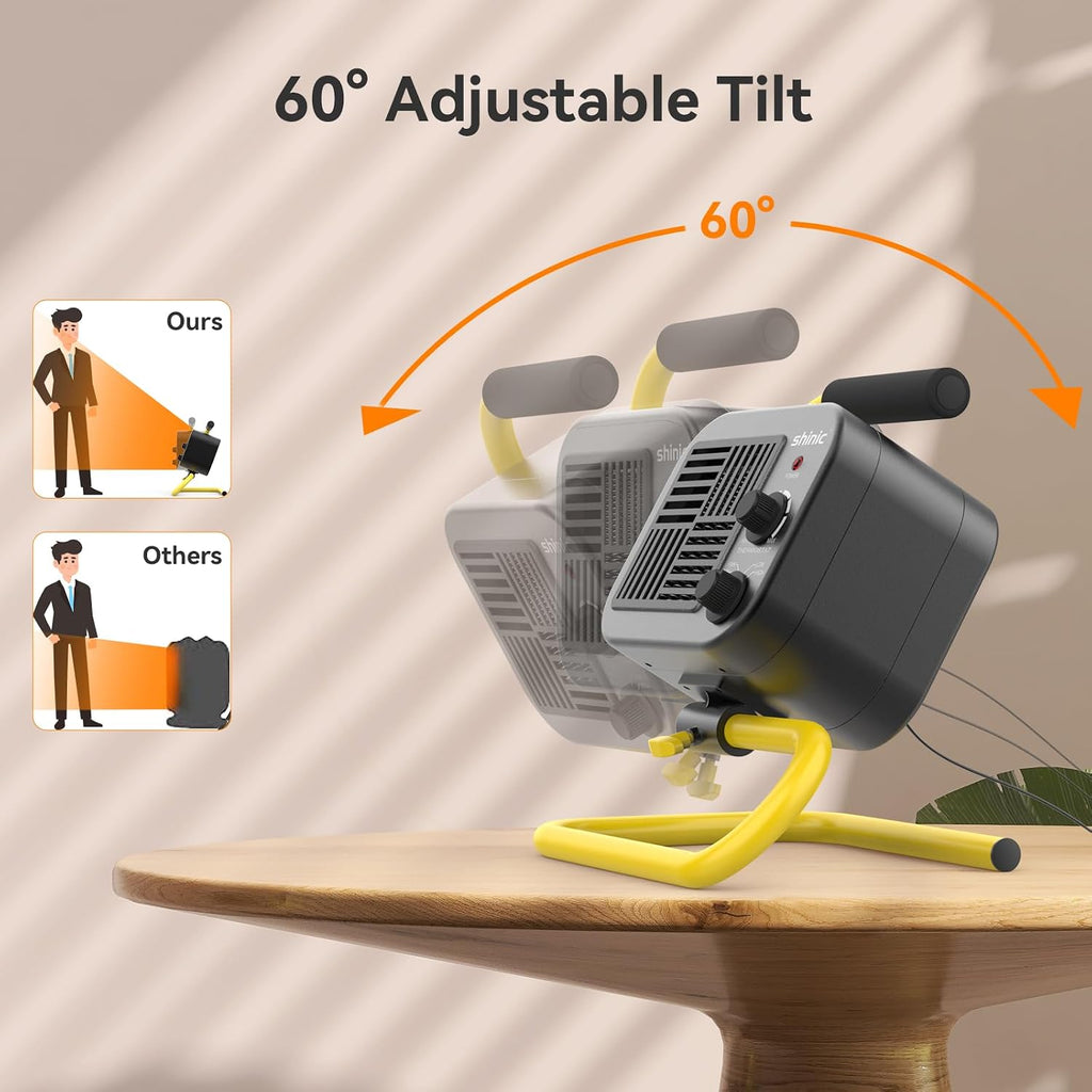 Garage Heaters for Indoor Use, Metal Portable Space Heater with Thermostat, Greenhouse heater, Adjustable Head