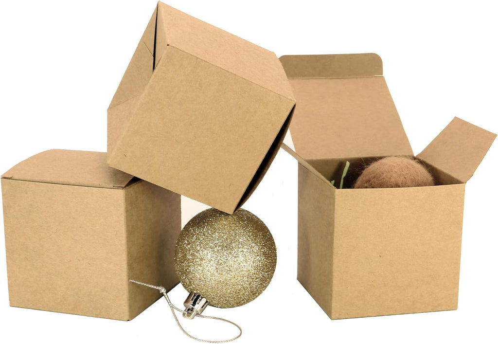 25 Pcs Brown Paper Gift Boxes, Small 3x3x3 inch Gift Box with Lids