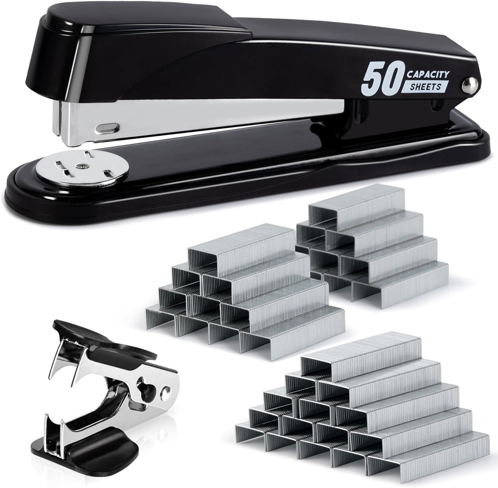 Stapler Heavy Duty, 2000 Staples and Staple Remover, Black