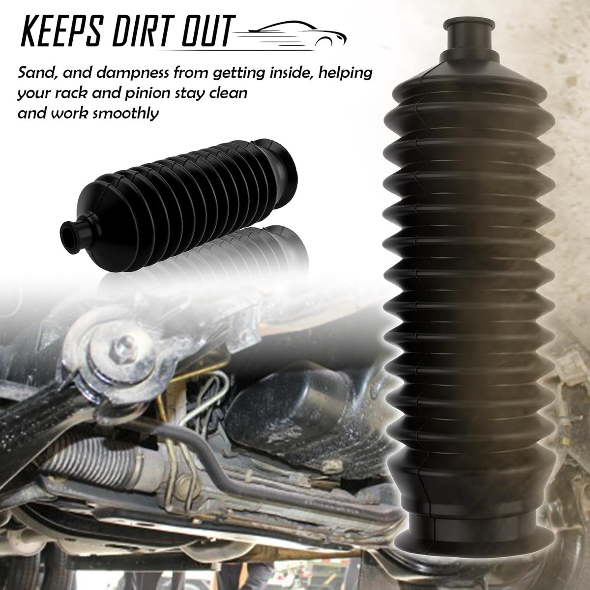 2PCS Inner Tie Rod Boot Kit with Zip Ties & Clamps,Thickened Silicone Rack and Pinion Boot for Steering Components,Durable Anti-Dust Steering Rack Boots Car Accessories