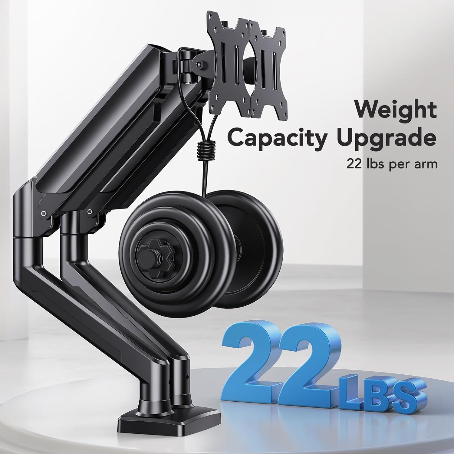 Dual Monitor Mount for 2 Monitors up to 32 inches, Each Arm Holds Max 22lbs, Dual Monitor Stand with Advanced System