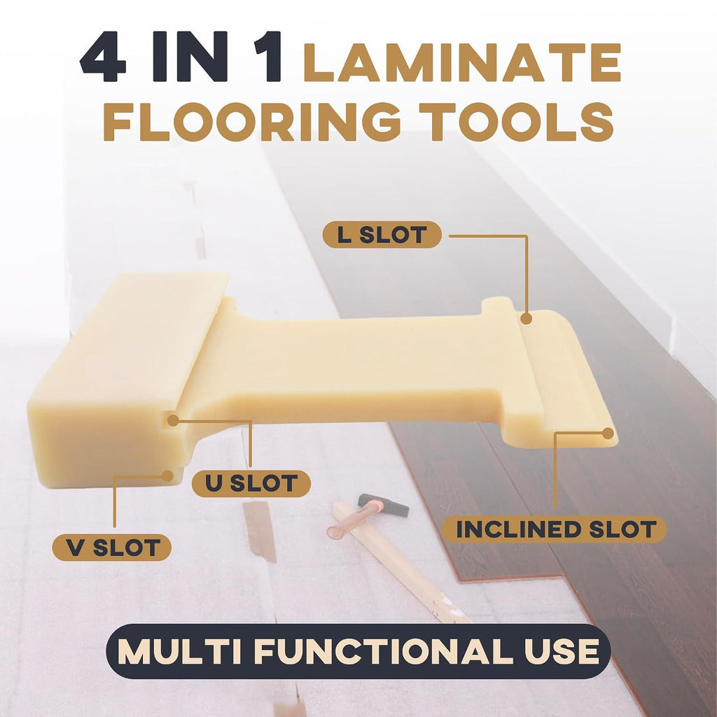 4-in-1 Laminate Flooring Tools - Nylon Tapping Block Kit for Laminate Plank and Wood Flooring Installation, Inclined