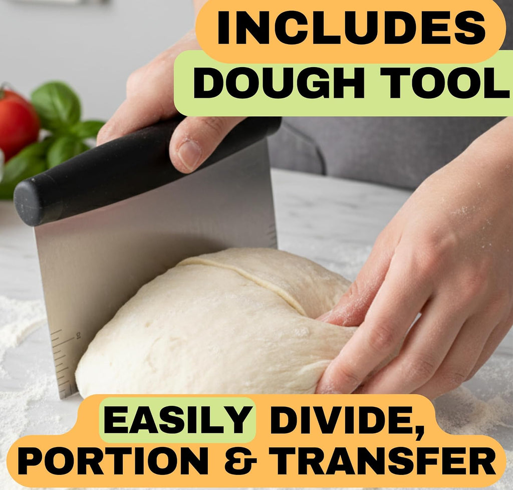 16 inch Baking Stone For Oven - Round Pizza Stone with Handles and Dough Tool - Baking Stone for Bread - Pizza Stones