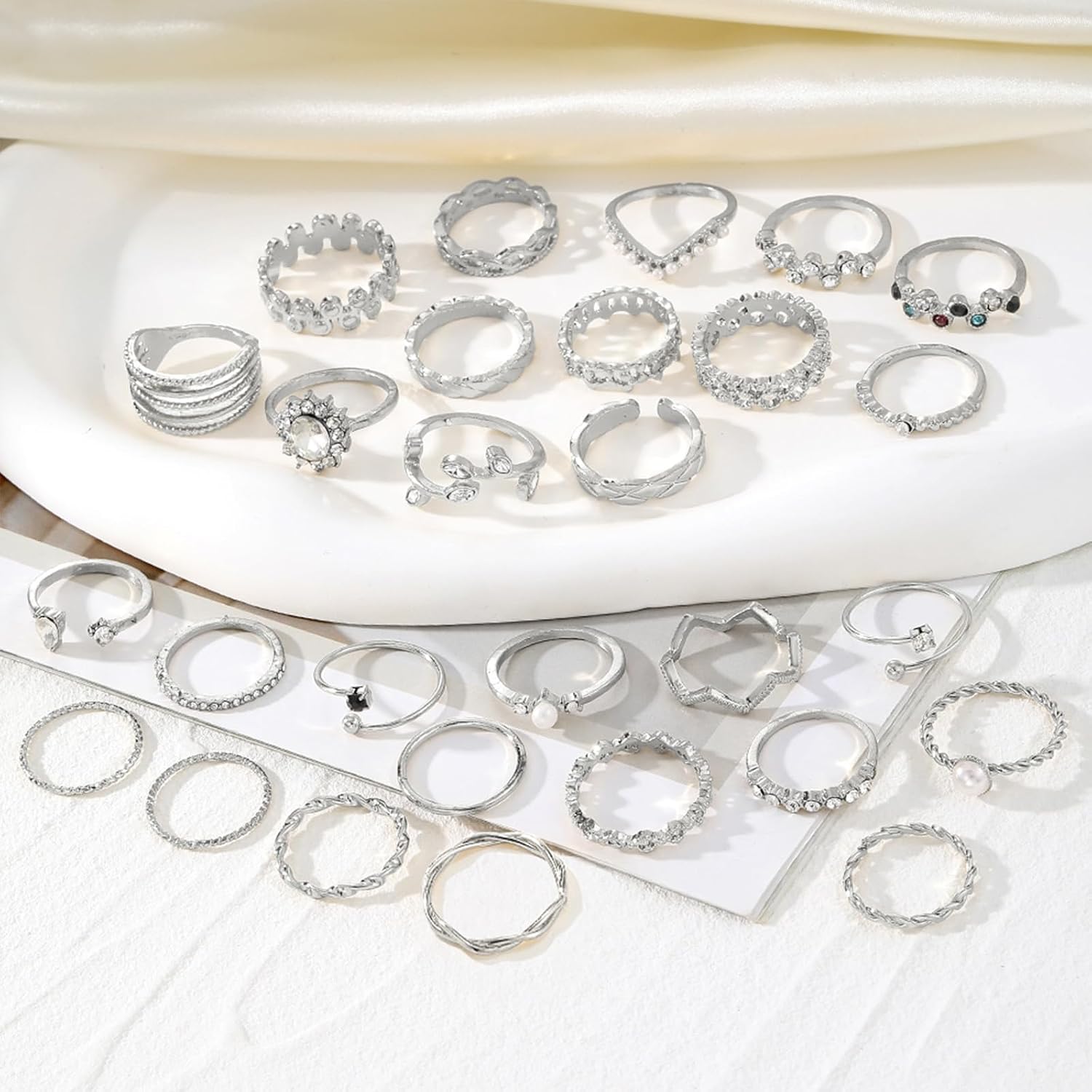 Gold Knuckle Rings Set For Women Vintage Stackable Joint Finger Midi Rings Dainty Cubic Zirconia Crystal Simple Twist