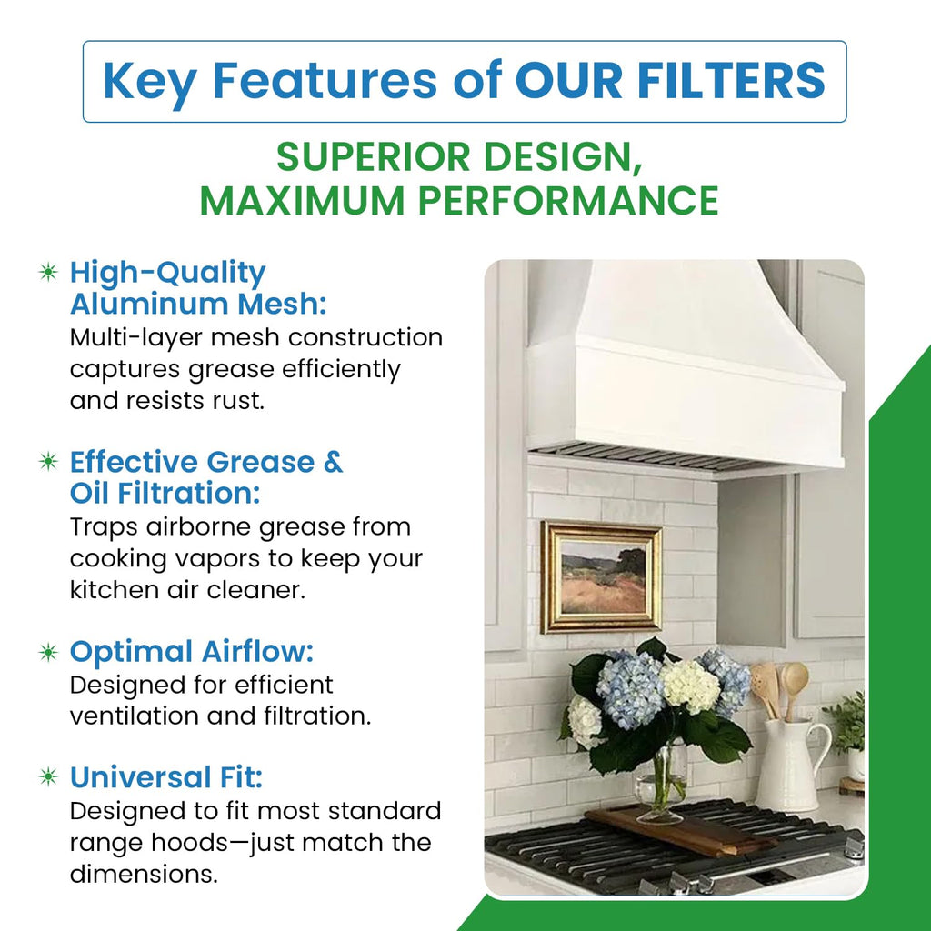 Filter Everything Replacement Aluminum Range Hood Filter Compatible with Whirlpool Y706012 – 9” x 16-1/2” x 3/32” – 1-Pack