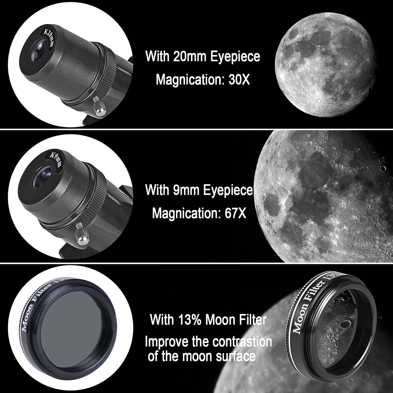 Telescope for Adults High Powered, 80mm Aperture 600mm AZ Mount Refractor Telescope for Kids Beginners - Portable
