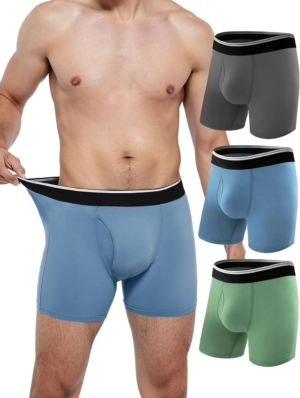 Incontinence Underwear for Men Washable Soft Boxer Briefs 3 Pack
