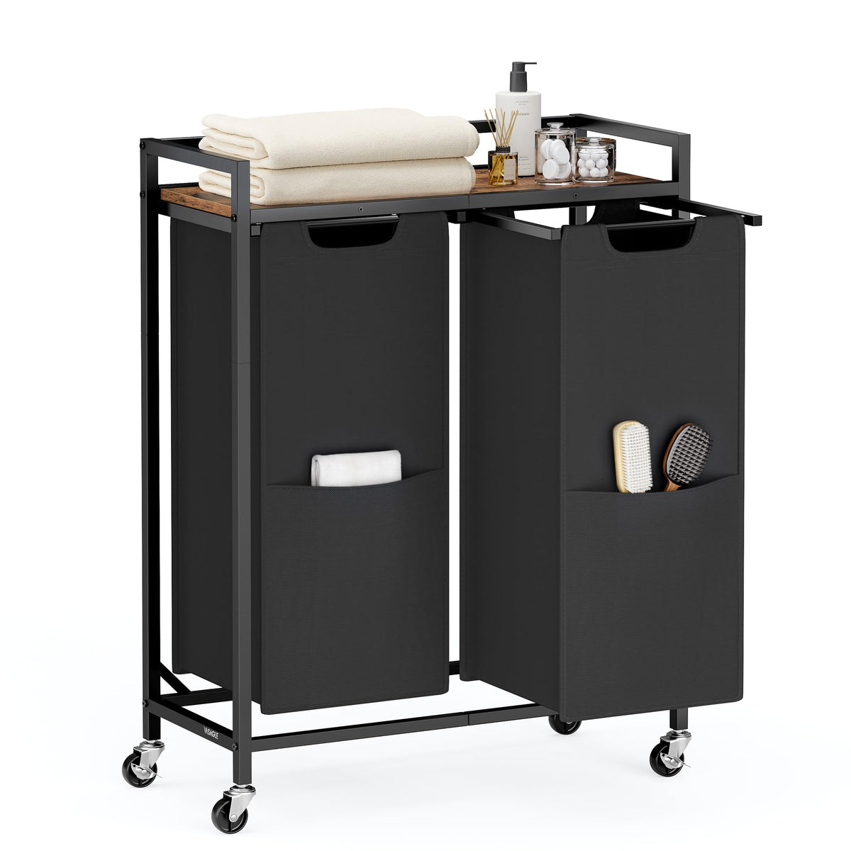 Laundry Sorter 2 Section, Rolling Cart with Shelf 29 Gal. (110 L)