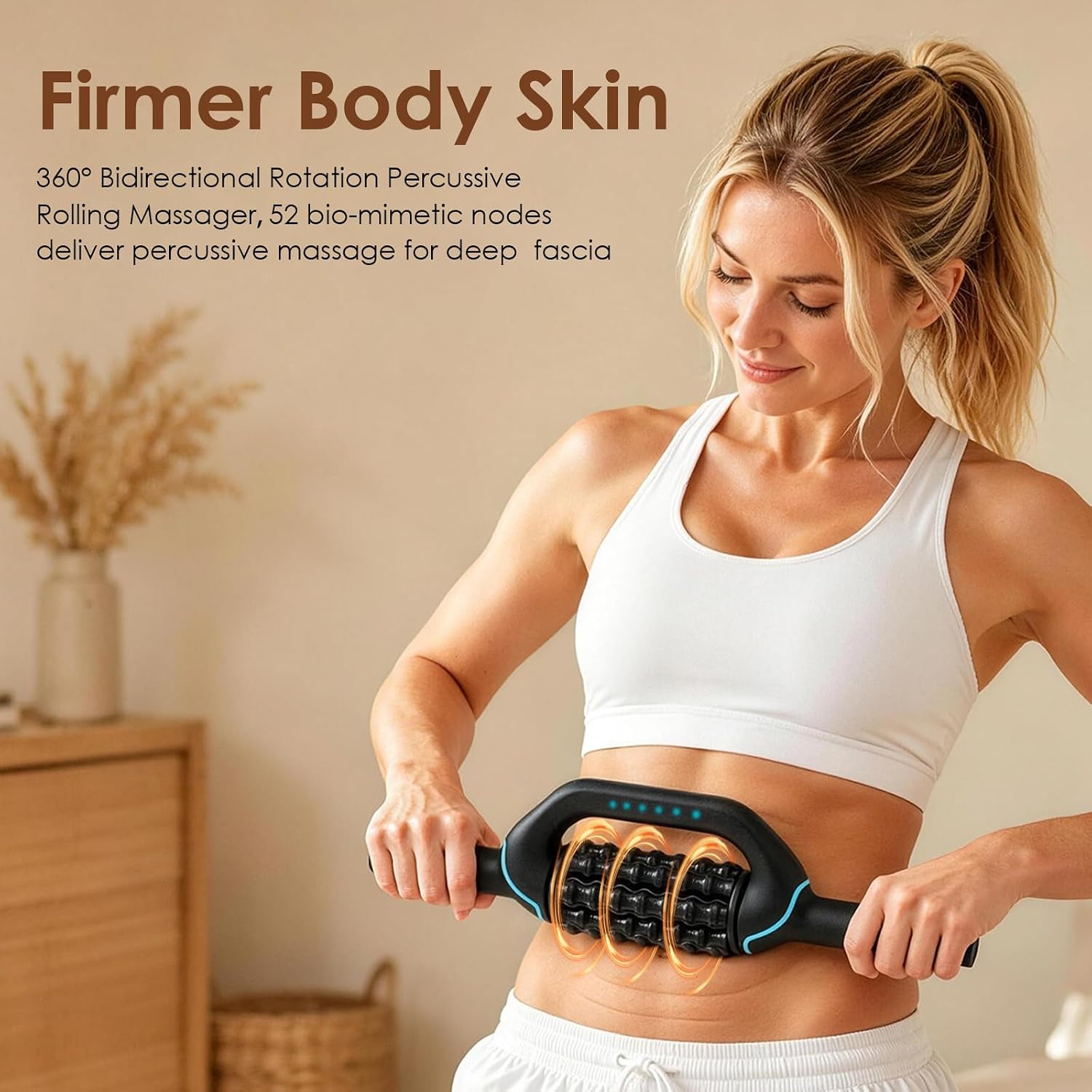Electric Rolling Percussive Massager, Deep Tissue Muscle Roller & 6 Speeds | Rechargeable Electric Massager with
