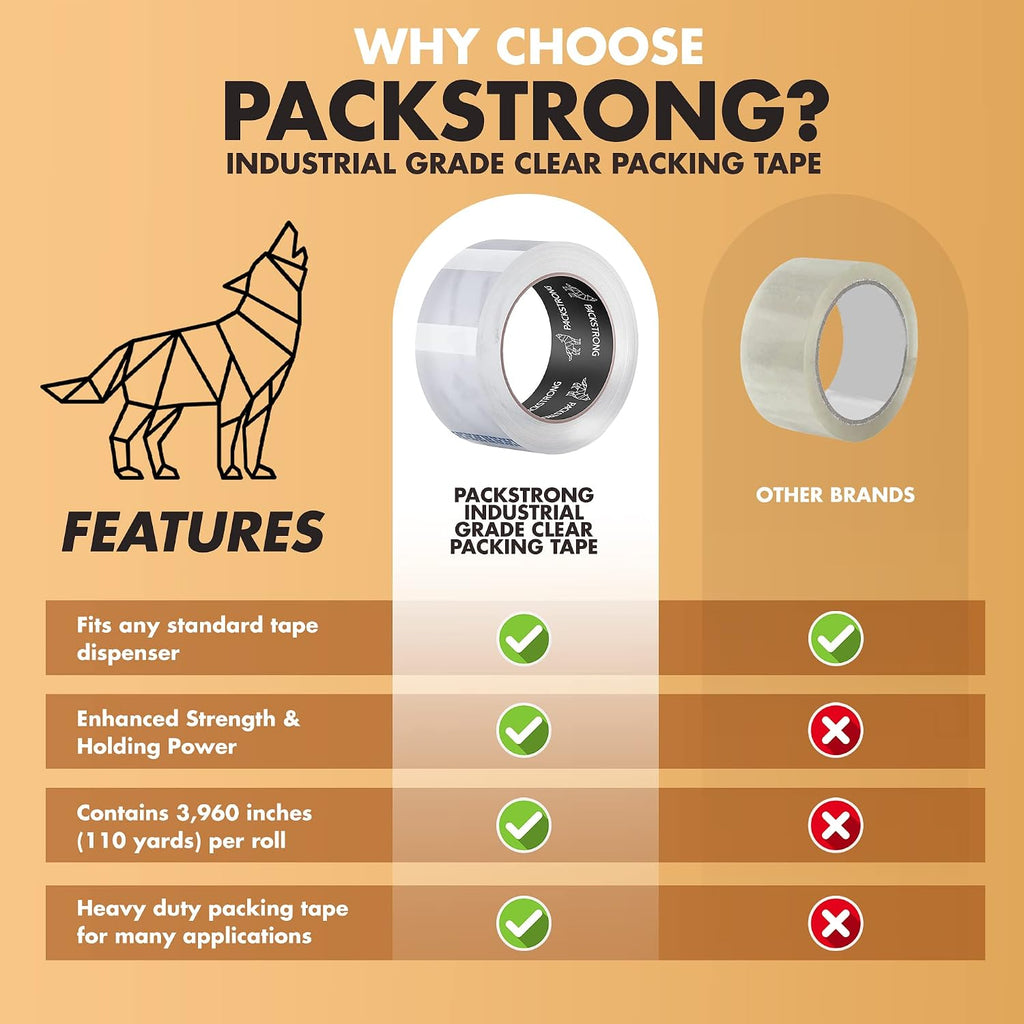 Heavy Duty Packing Tape 24 Rolls, 3 Inch Wide 2.5 Mil 110 Yards