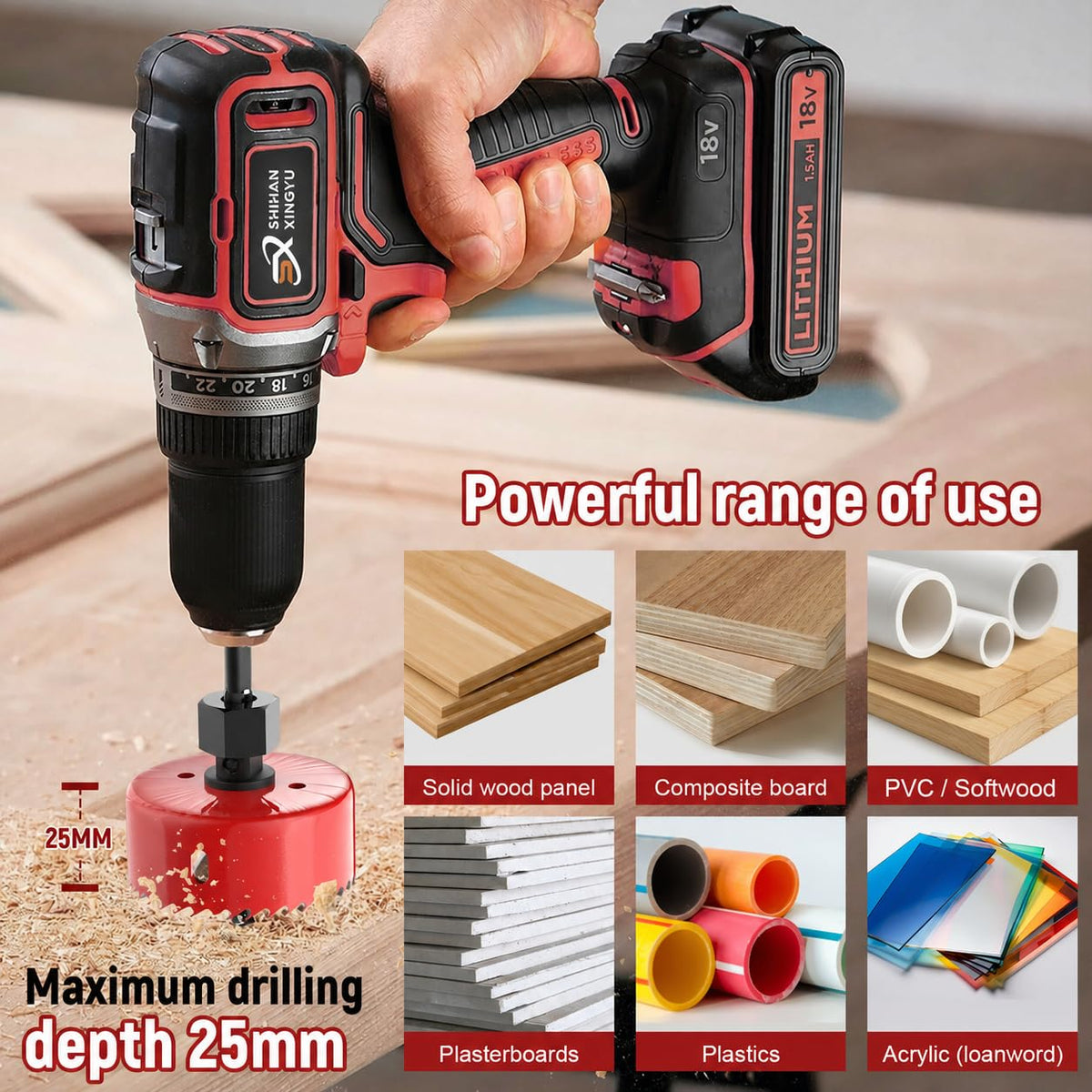 7-Piece Hole Saw Kit with Mandrel for Softwood and PVC