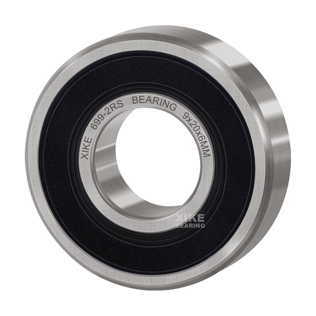 XIKE 10 Pcs 699-2RS Bearings 9x20x6mm, Double Rubber Seals.