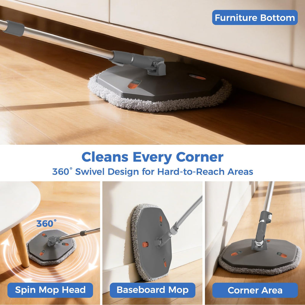 Spin Mop and Bucket Set with Wringer, Hands-Free Floor Mop System