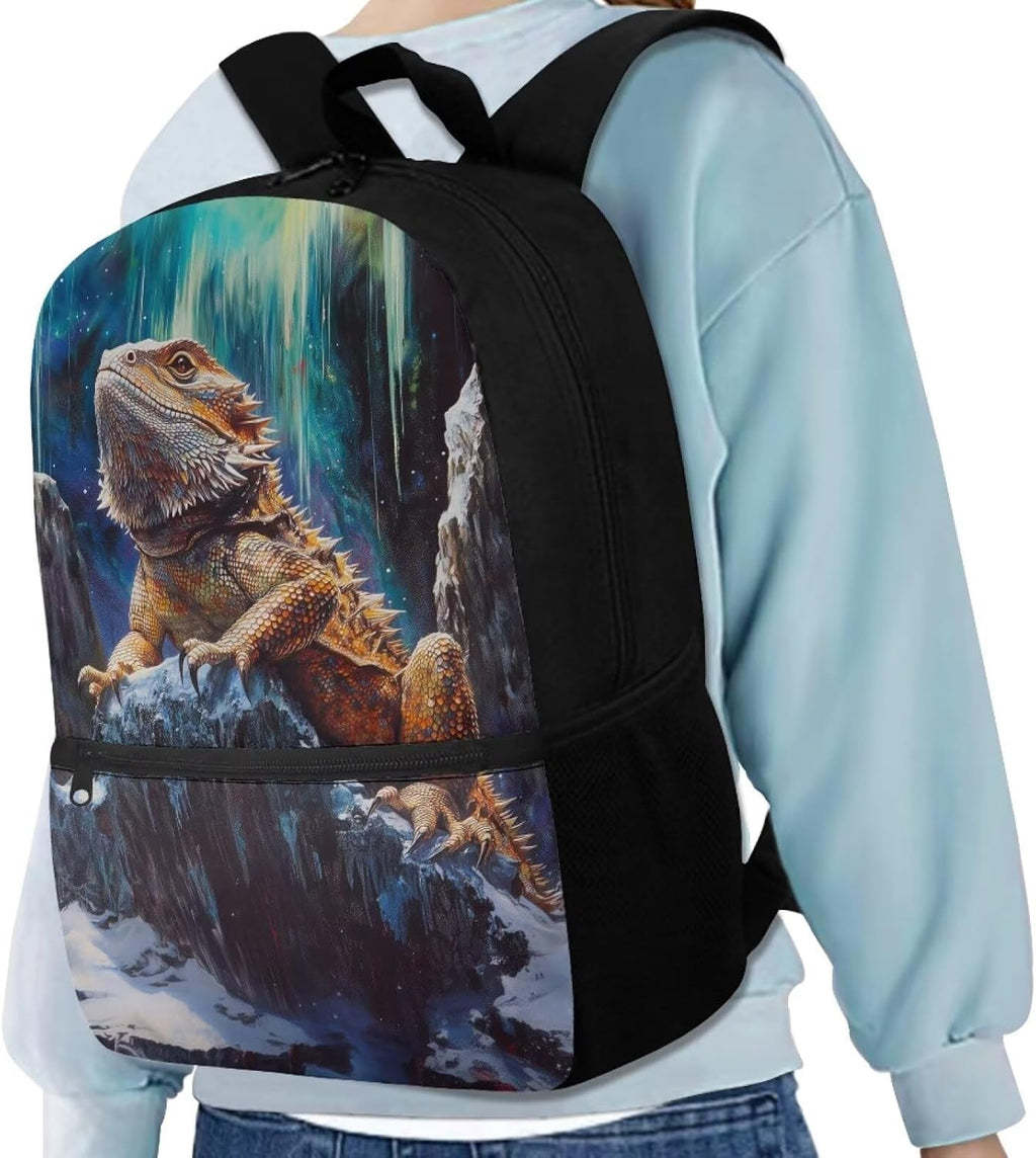 Bearded Dragon Backpack Kids School Bag Pack 17 Inch Large Backpack for School Girls Animals Print Bookbag