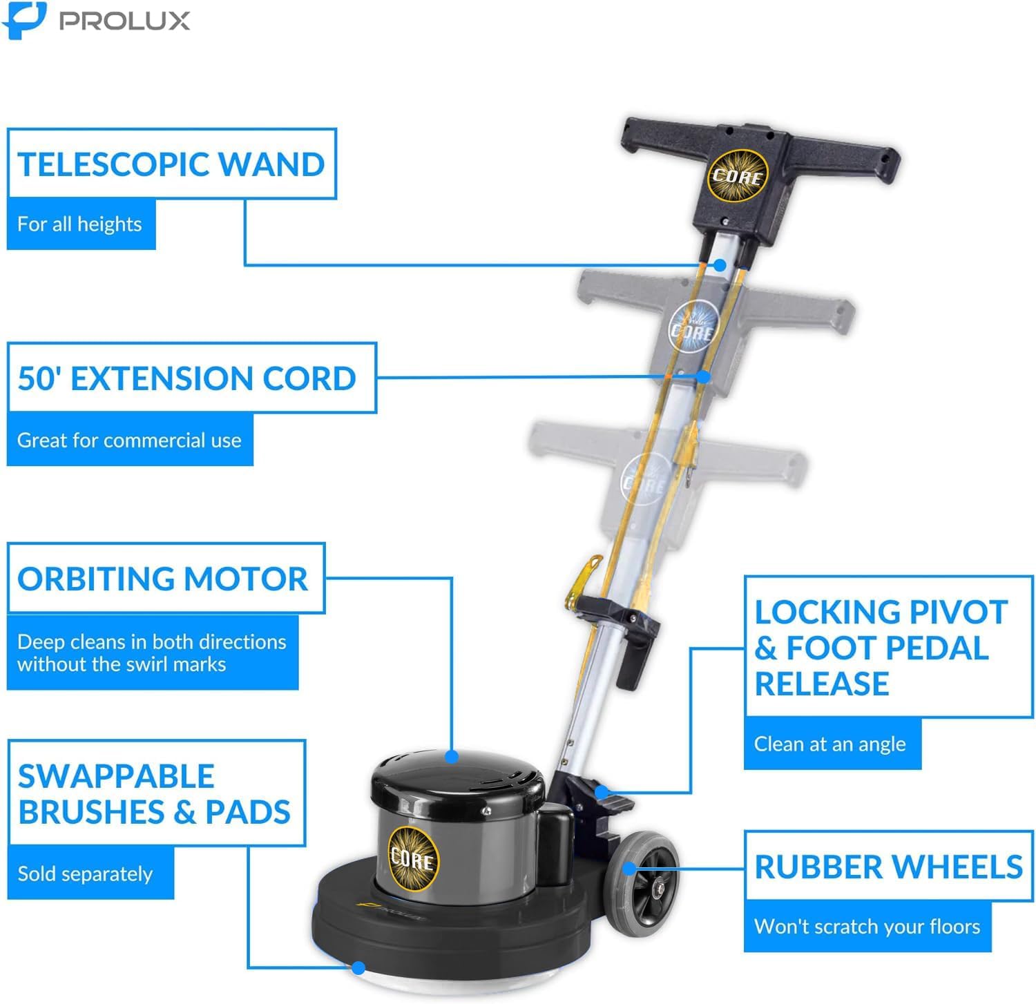 PLC13L 13" Heavy Duty Commercial Polisher Floor Buffer Machine Scrubber and 5 Pads