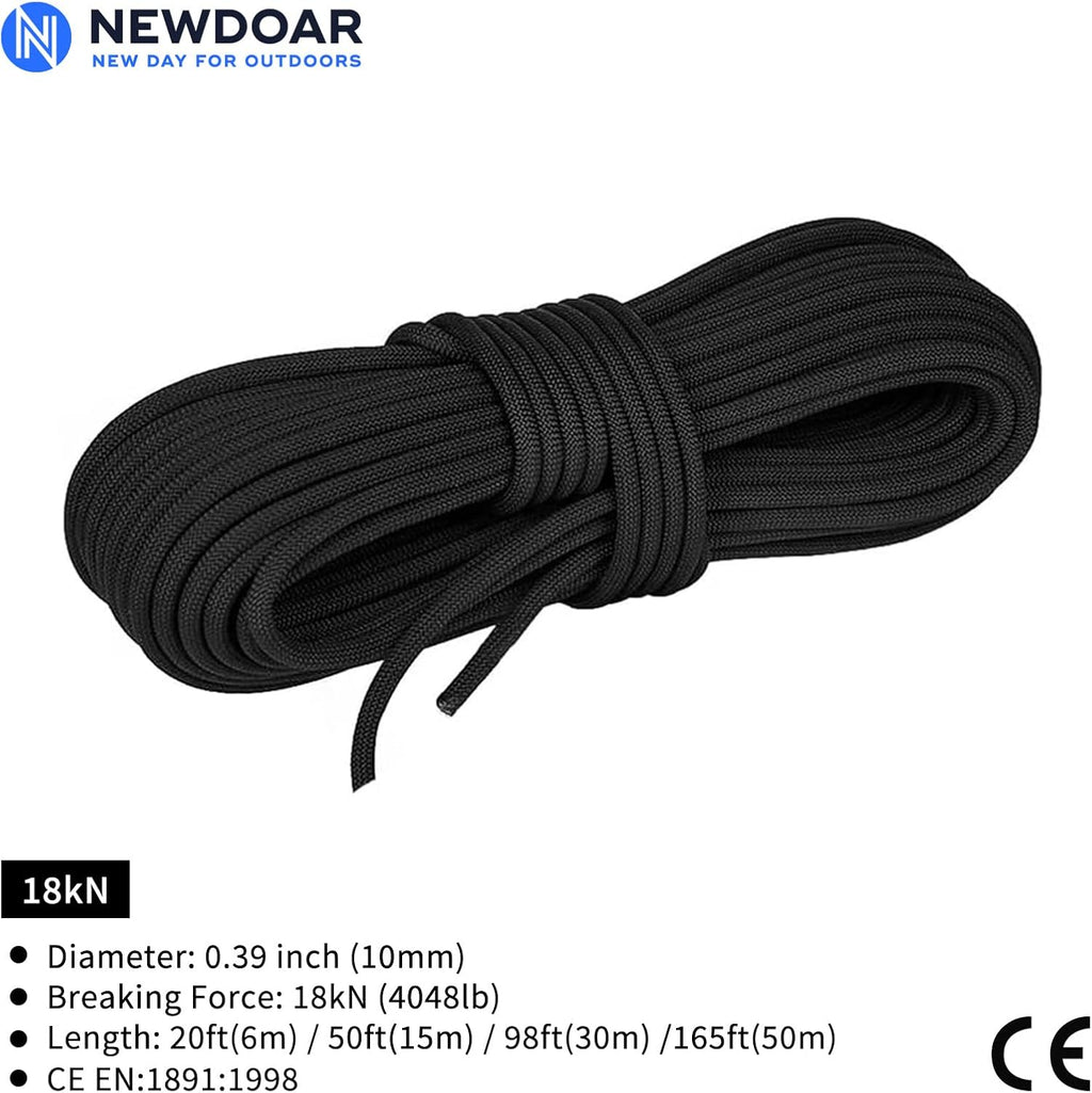 Static Climbing Rope - 8mm (5/16c) / 10mm (3/8”) Double Braid Accessory Cord for Rock,Hauling, Prusik, Survival