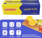 Plastic Wrap with Slide Cutter - 12 Inch Food Service Cling Film Roll - Clear Refillable Stretch Film - 1000 SQ FT