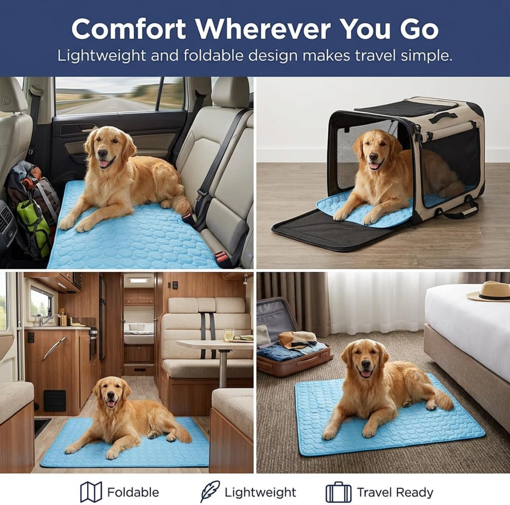 Cooling Mat for Dogs – 32" x 44" Ice Silk Dog Cooling Mat | Self-Cooling, Non-Toxic | Indoor & Outdoor, Crate, Car |
