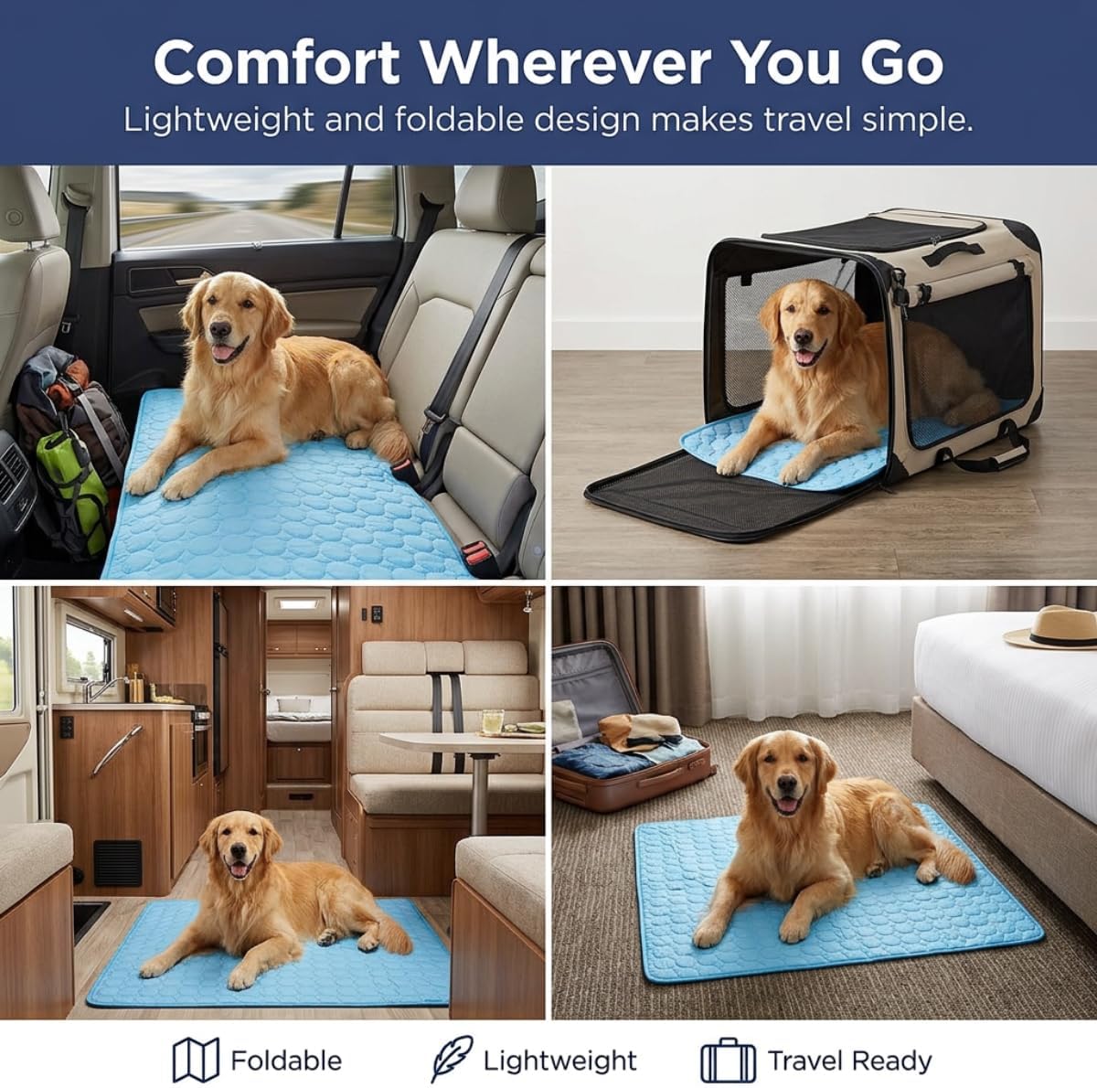Cooling Mat for Dogs – 32" x 44" Ice Silk Dog Cooling Mat | Self-Cooling, Non-Toxic | Indoor & Outdoor, Crate, Car |