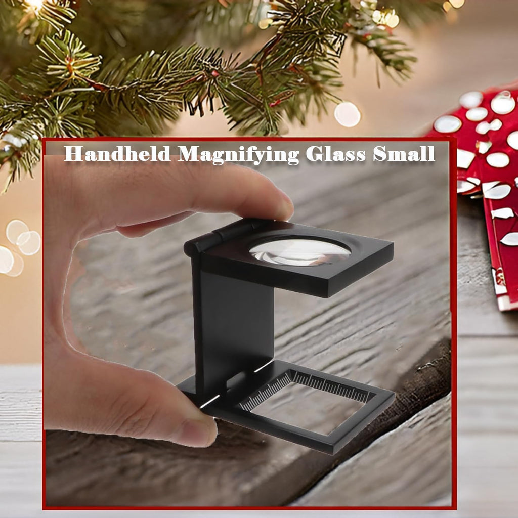 10X 28MM Pocket Magnifier Small Folding Jewelers Loupe | Three-folding Magnifying Glass with storage bag, mini