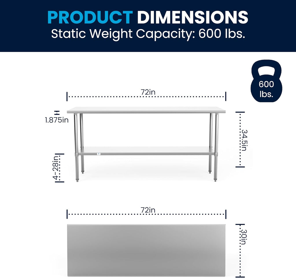 72x30 Stainless Steel Prep Table