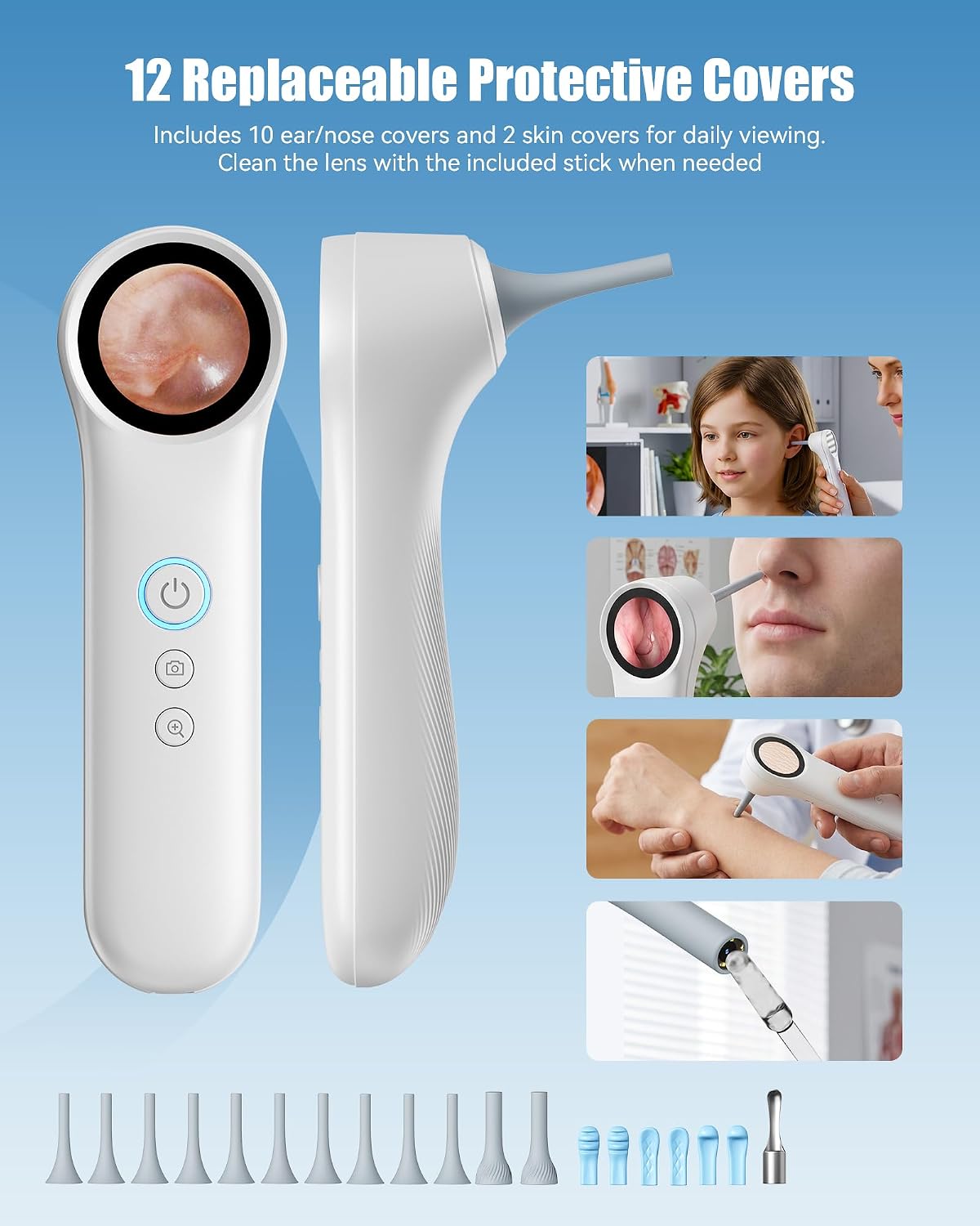 Otoscope Ear Camera with Light, Ear Wax Removal Camera for Adults Kids