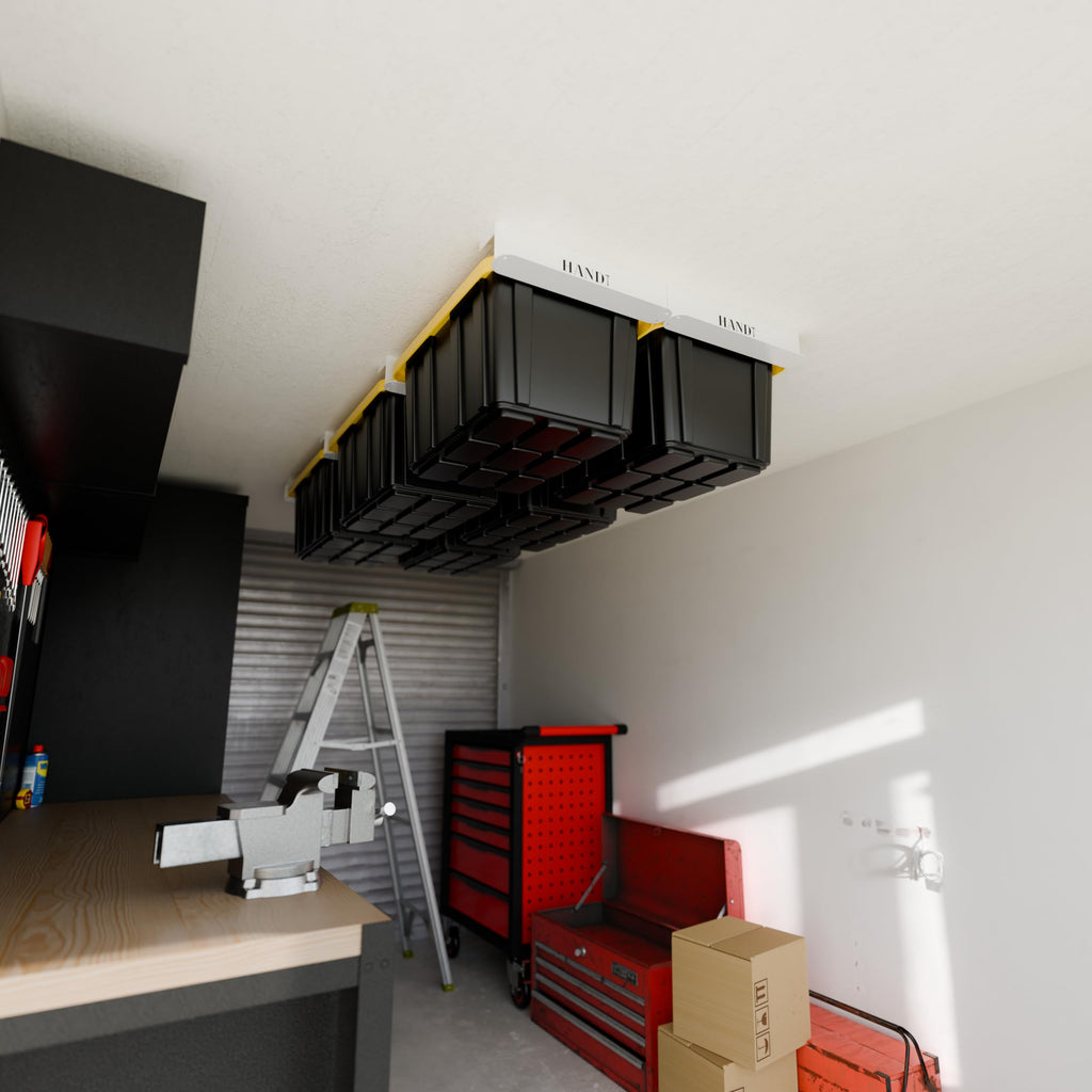 USA Based Overhead Garage Storage Rack, Connectable Heavy Duty Metal Ceiling Rails Garage Storage Organization