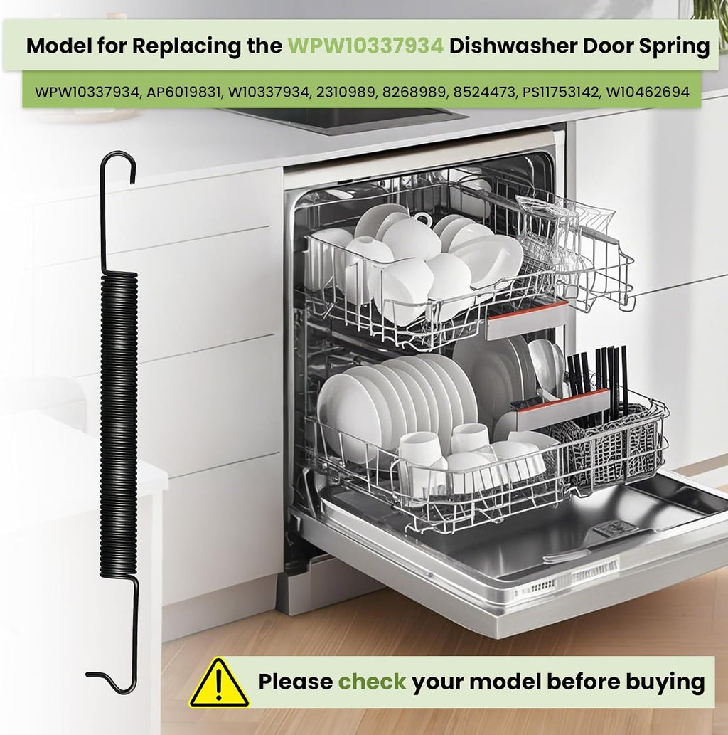 WPW10337934 Dishwasher Door Spring Replacement for Whirlpool, Kenmore, KitchenAid, Maytag - Replaces AP6019831, PS11753142, W10462694