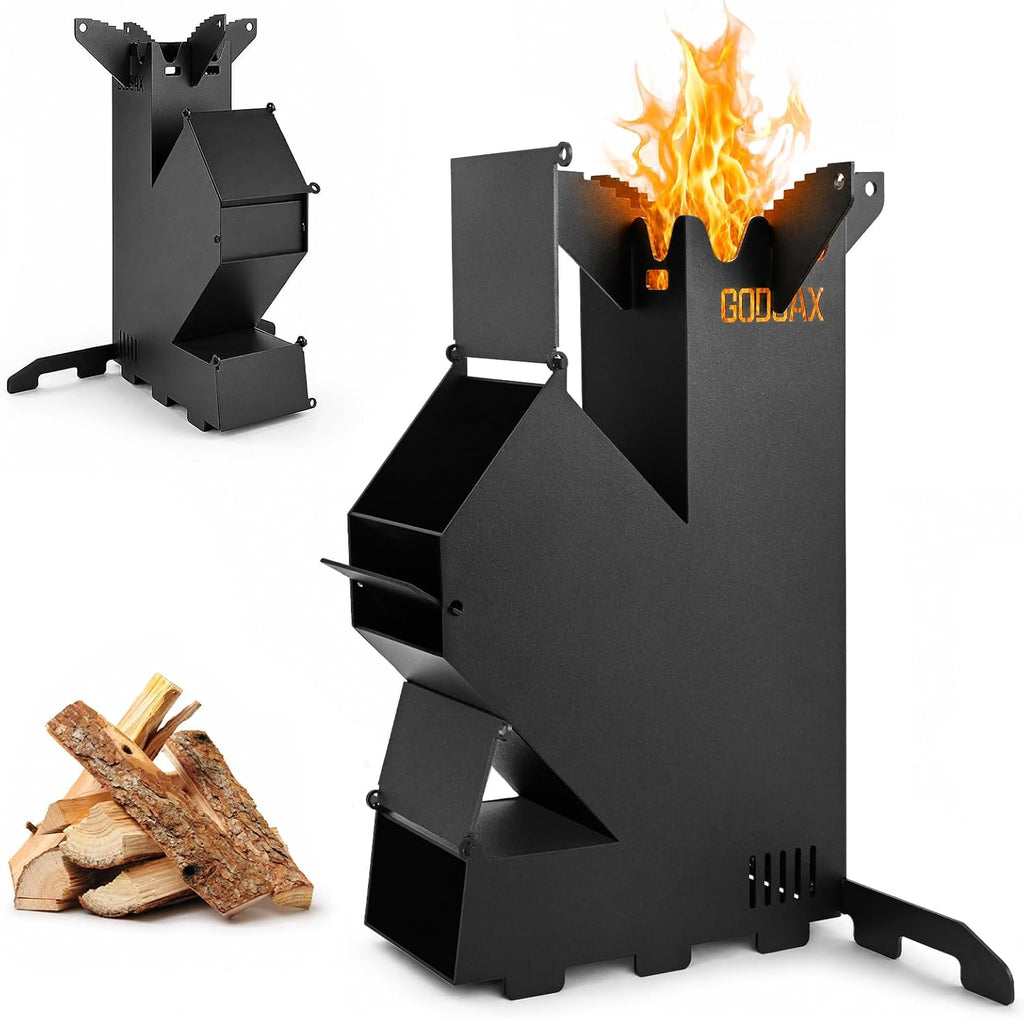 Rocket Stove Portable Wood-Burning Camping Stove with Storage Bag | 1.8mm steel,130lbs downward load,6.33lb