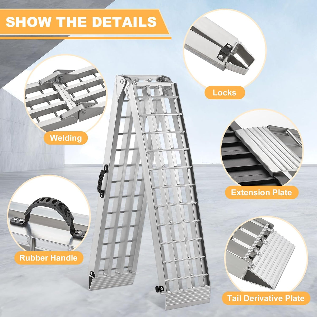 2PCS 7.5' Aluminum Truck Ramps, ATV UTV Loading Ramps for Pickup