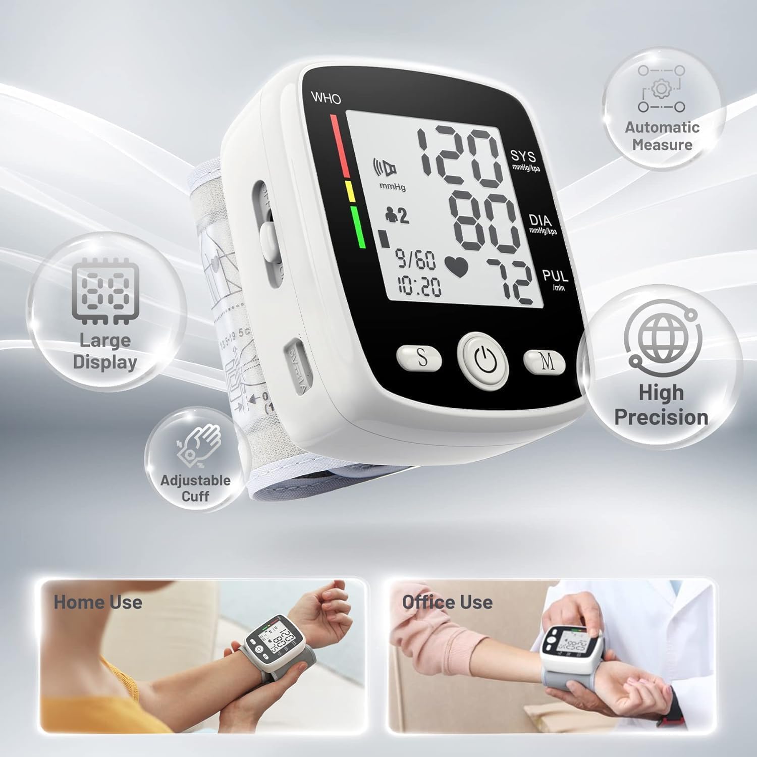 FDA Cleared Blood Pressure Monitor Wrist BP Machine for Home Use