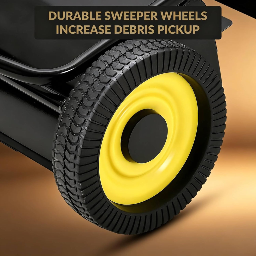 50" Pull-Behind Lawn Sweeper with 27 Cu.ft Large-Capacity Collector — Heavy-Duty Tow-Behind Leaf & Grass Sweeper for