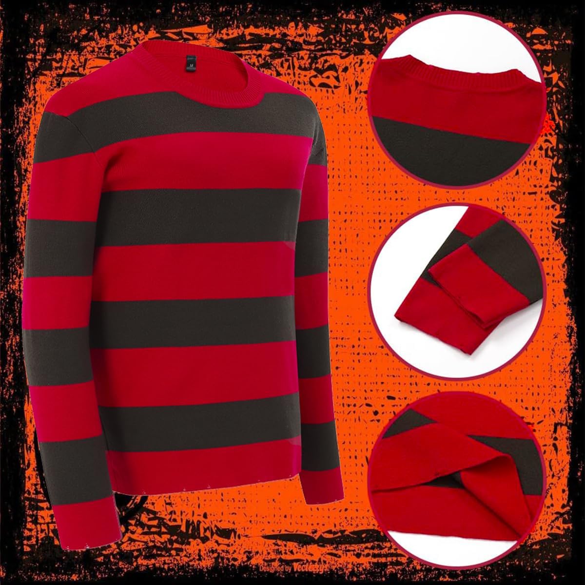 Adult Halloween Costumes for Mens Horror Costume Striped Sweater with Hat Claw Gloves Mask