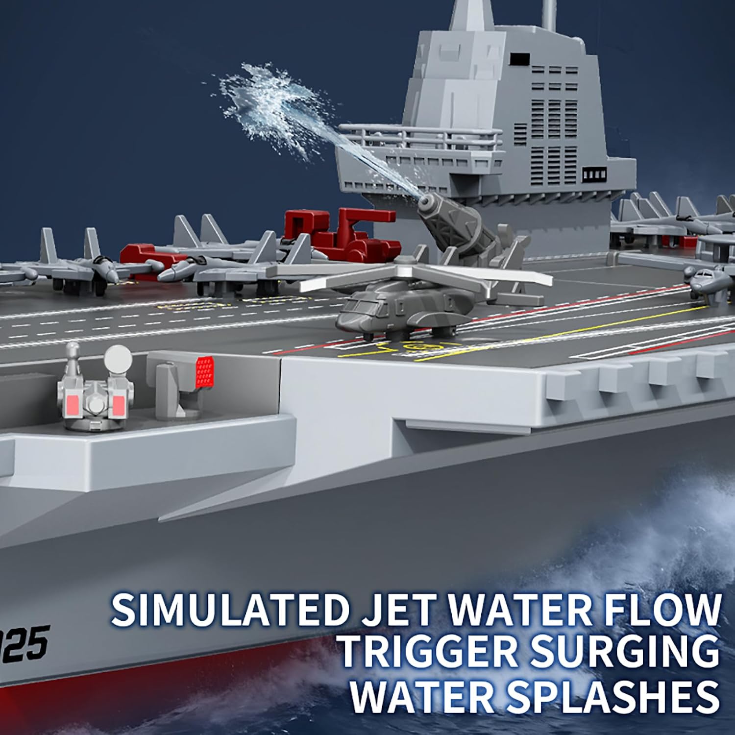 RC Battleship with Water Cannon for Kids, Remote Control Boat for Pool | RC Boat 16 inches, 2.4GHz Dual Motor