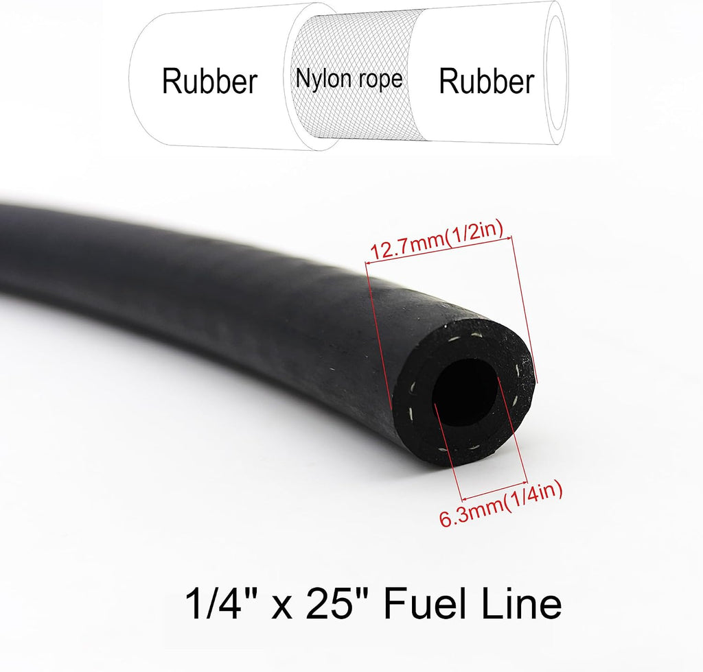 Strongthium 1/4" Fuel Line Hose & Inline Gas Fuel Filter Shut Off Valve Kit