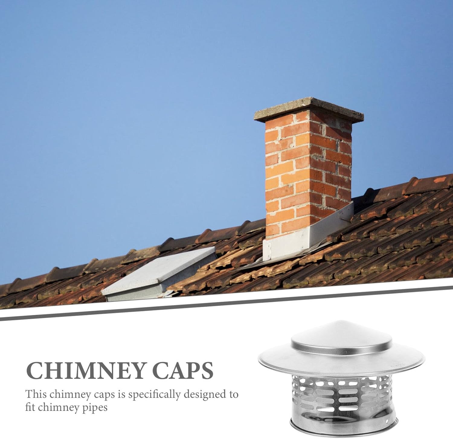 Chimney Caps, 7inch Roof Vent Round Chimney Caps Tapered Top with Screen for All Weather Conditions Top Exhaust