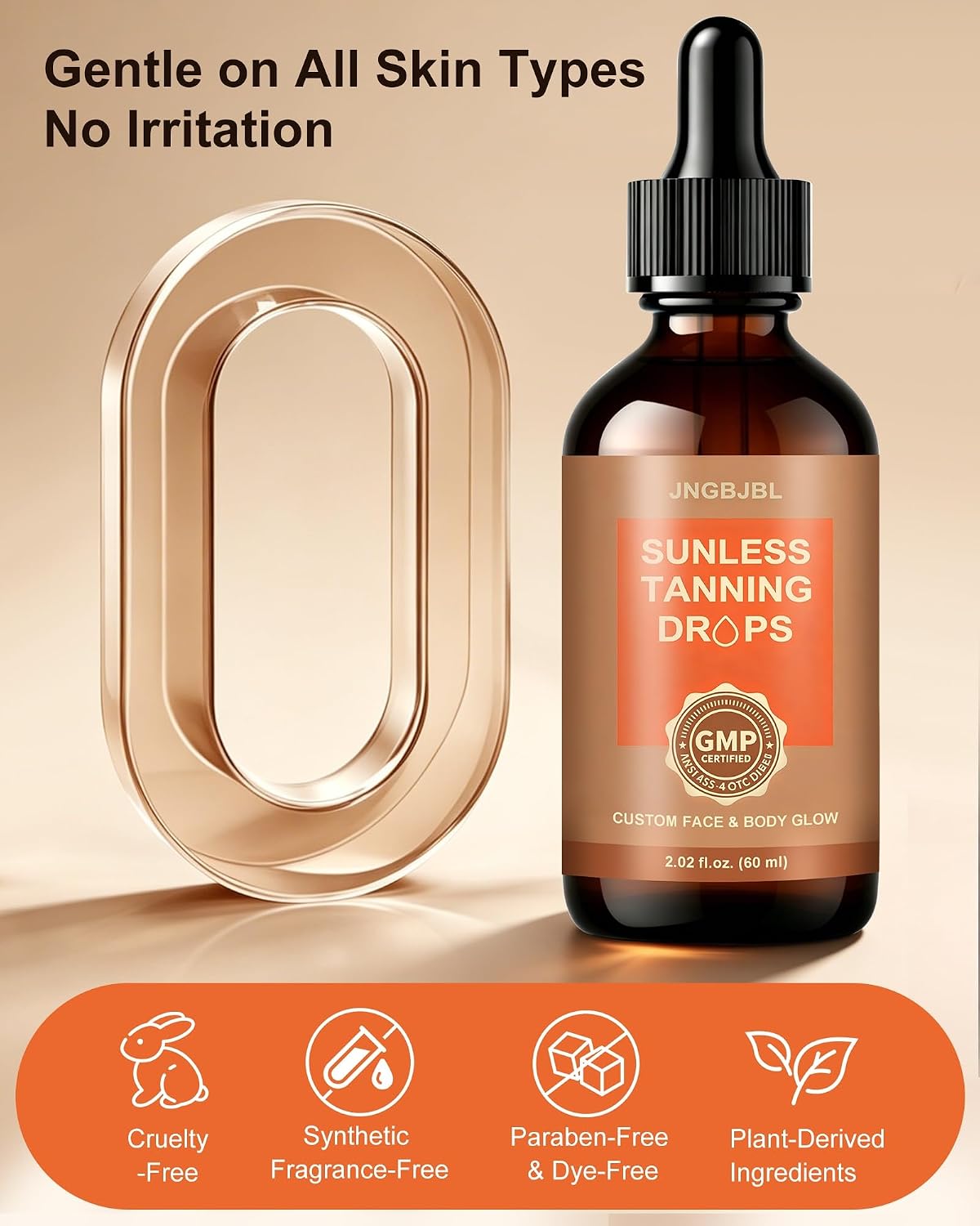 Sunless Tanning Drops for Face & Body, Plant Based Self Tanner Drops, Customizable Glow Bronzing Serum, Streak-Free