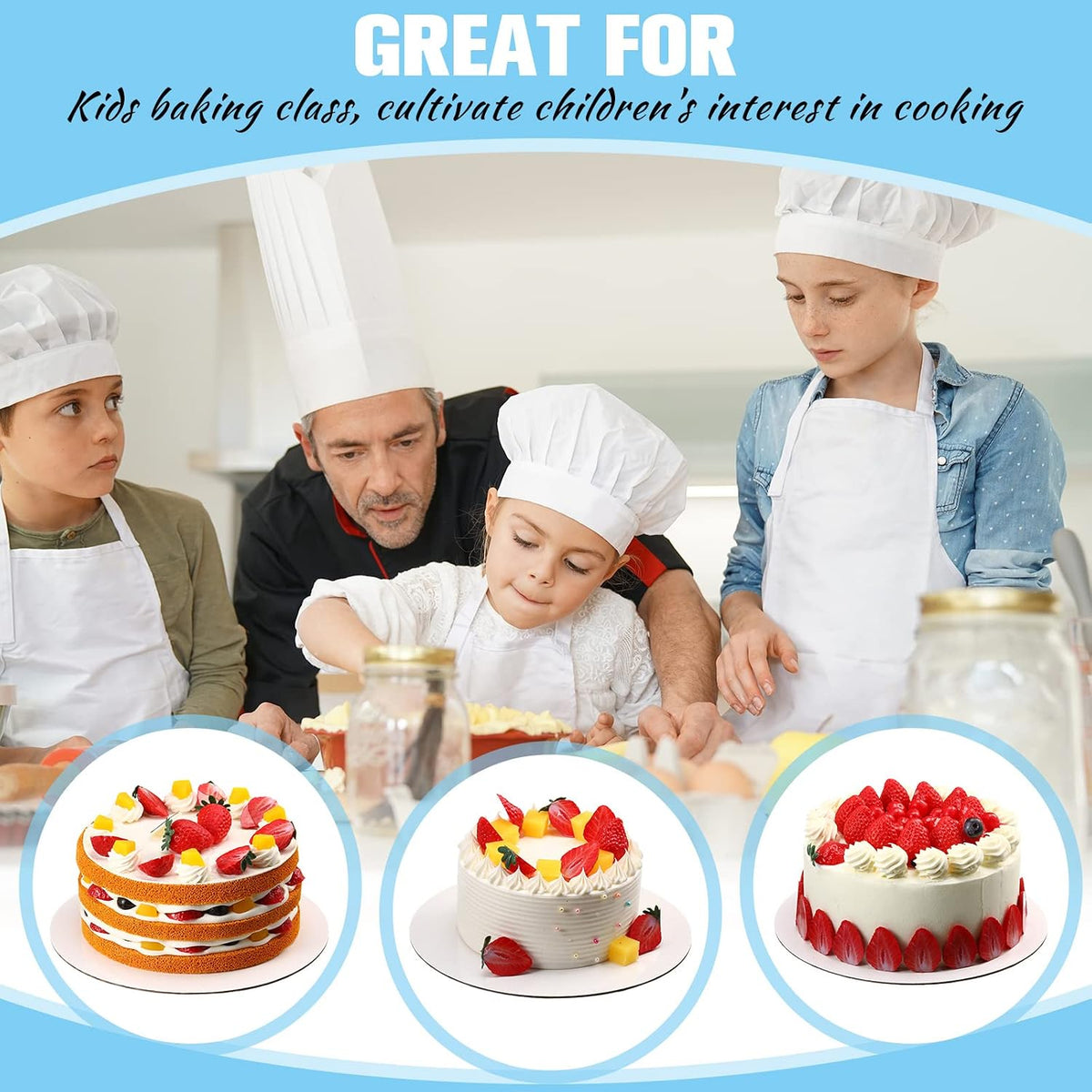 50 Pack Cake Boards Round White Circle Cardboard Base,10 Inch