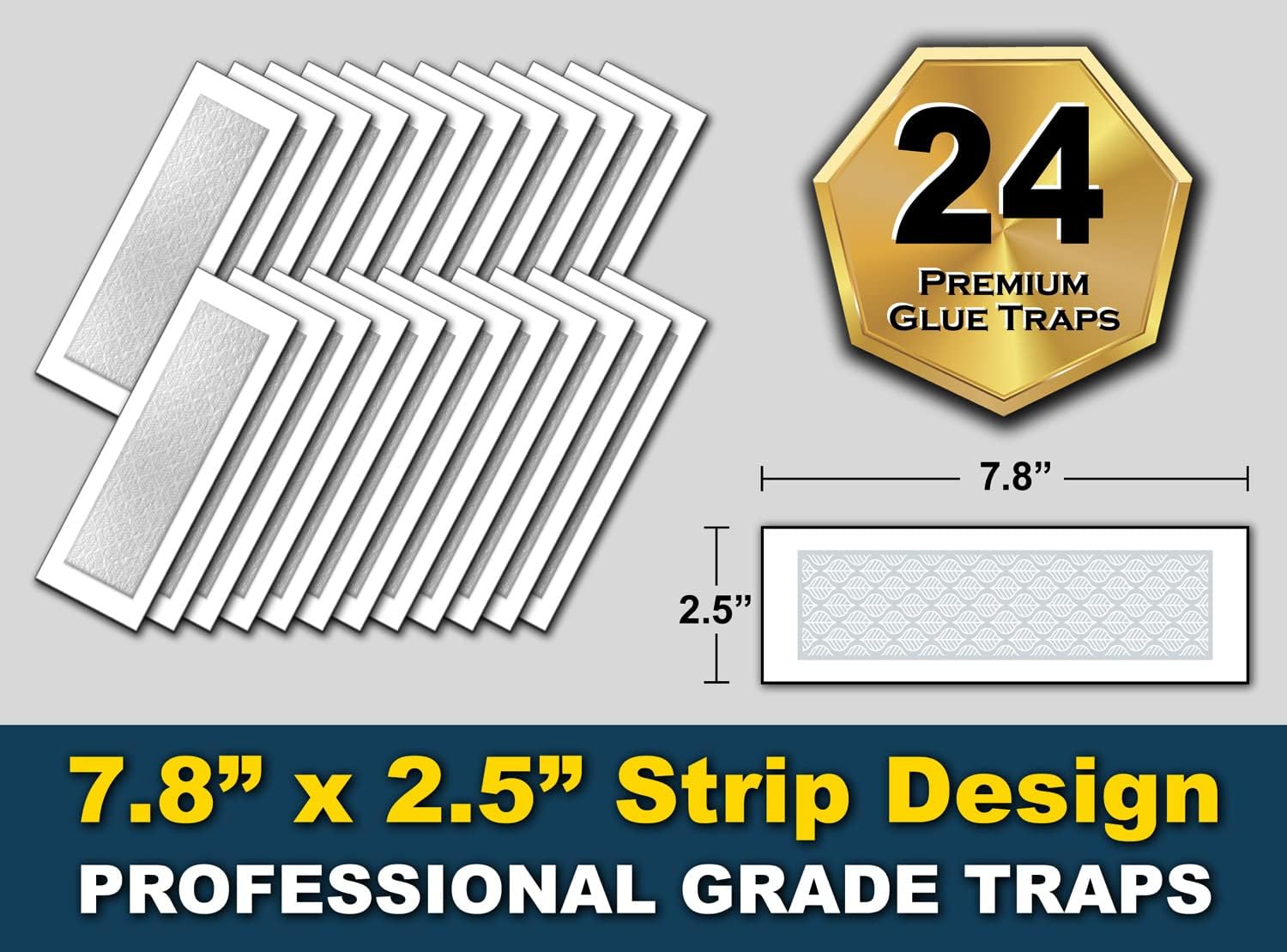 Glue Trap Strips (24 Traps) Non-Toxic Extra Sticky Glue Board Pre-Baited with Fruity Scent Attractant Trap & Kill