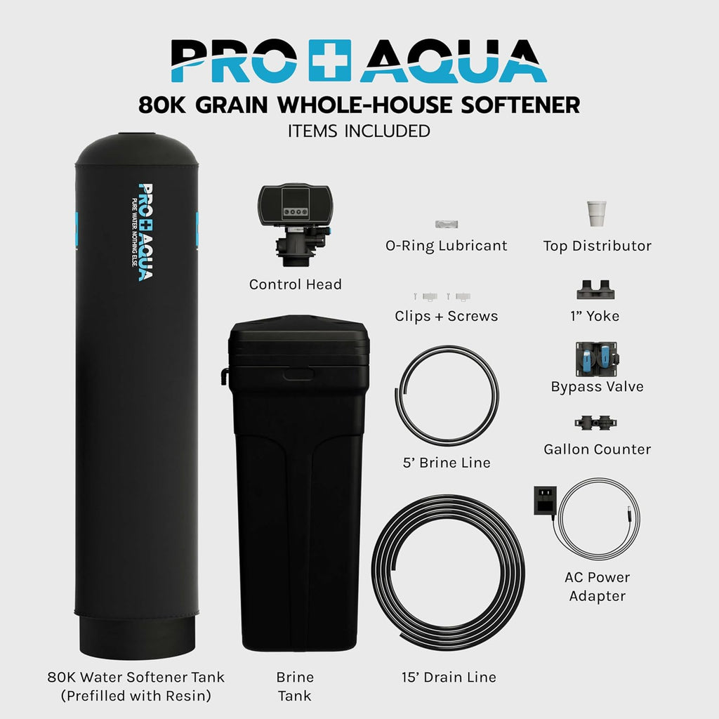 Heavy Duty Whole House Water Softener System – 80,000 Grain Capacity, Premium Long-Lasting Resin, 1" Ports